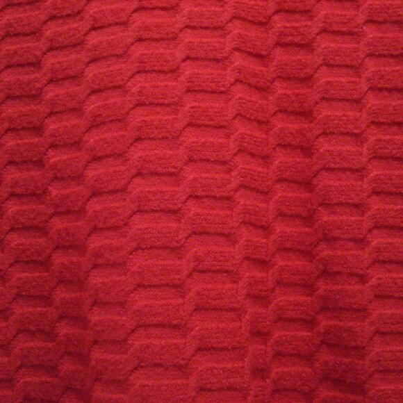 Solid Cable Knit Red Cardigan. Casual Open Front Long Sleeve. 2 Side Pockets - Picture 7 of 11